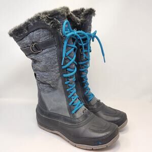 The North Face Shellista Tall Winter Boots Womens Size 10.5 Gray Teal Waterproof